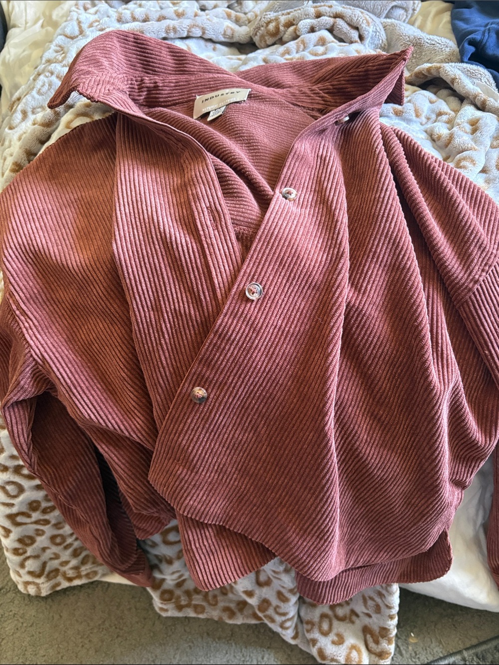 Corduroy Bomber Jacket in Dusty Rose - Unknown Brand
